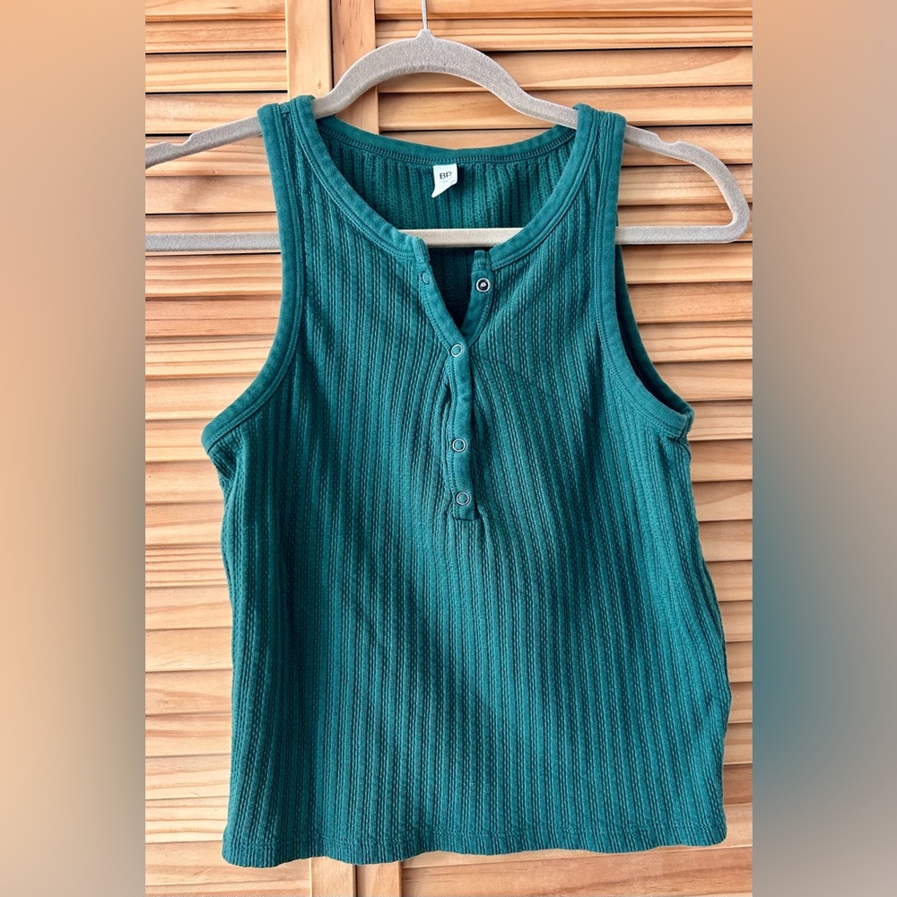 BP Women's Dark Green Ribbed Tank Top